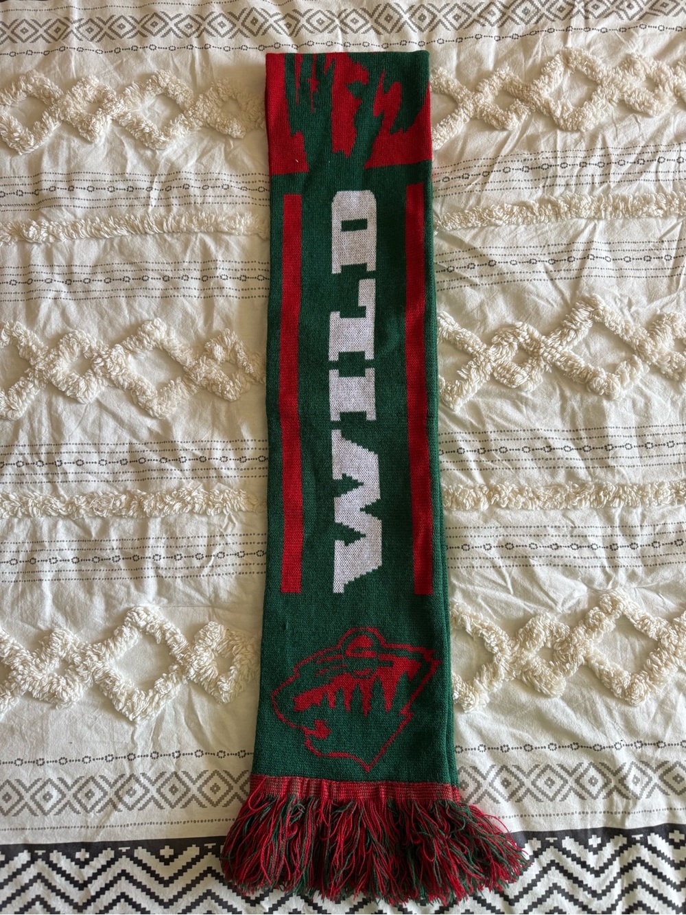Minnesota Wild Green and Red Fan Scarf - Team Logo Knit
